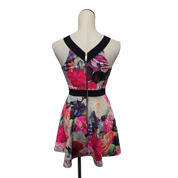 Ted Baker Samra Womens XS Colorful Floral Fit & Flare Skater Buckle Straps Dress - Picture 2 of 9